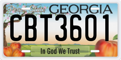 GA license plate CBT3601