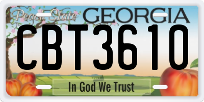 GA license plate CBT3610