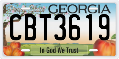 GA license plate CBT3619