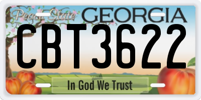 GA license plate CBT3622