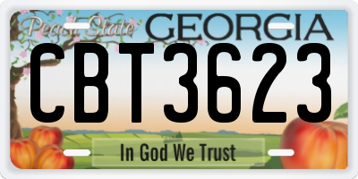 GA license plate CBT3623