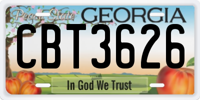 GA license plate CBT3626