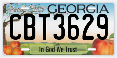 GA license plate CBT3629