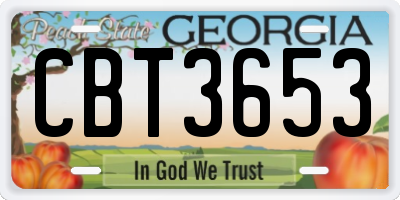 GA license plate CBT3653
