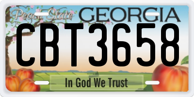 GA license plate CBT3658