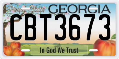 GA license plate CBT3673