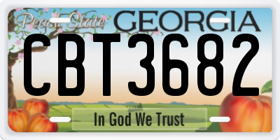 GA license plate CBT3682