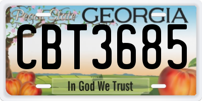 GA license plate CBT3685