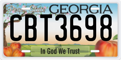 GA license plate CBT3698