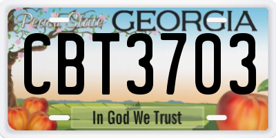GA license plate CBT3703