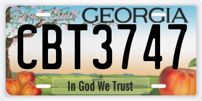 GA license plate CBT3747