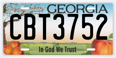 GA license plate CBT3752
