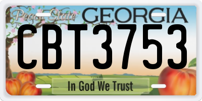 GA license plate CBT3753