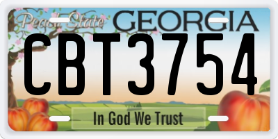 GA license plate CBT3754