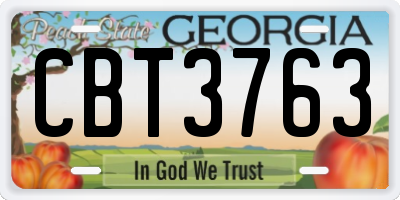 GA license plate CBT3763