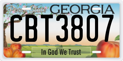 GA license plate CBT3807
