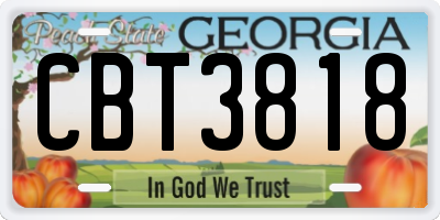 GA license plate CBT3818
