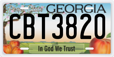 GA license plate CBT3820