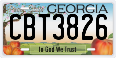 GA license plate CBT3826