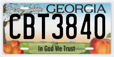 GA license plate CBT3840