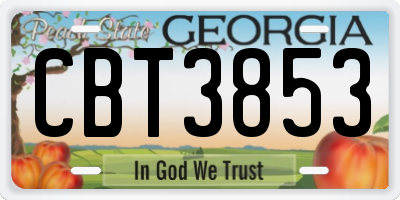 GA license plate CBT3853