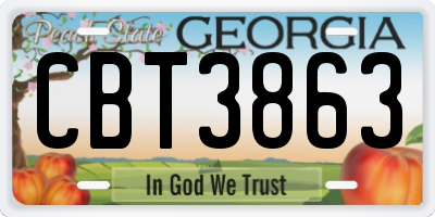 GA license plate CBT3863