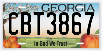 GA license plate CBT3867