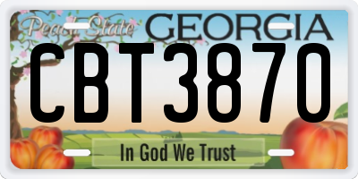 GA license plate CBT3870