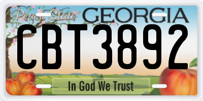 GA license plate CBT3892