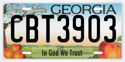 GA license plate CBT3903