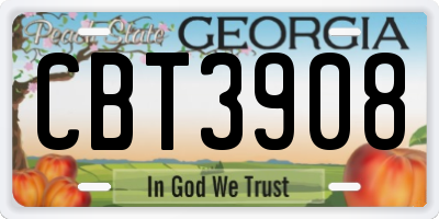 GA license plate CBT3908