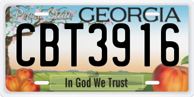 GA license plate CBT3916