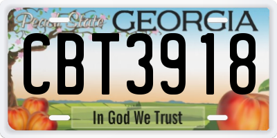 GA license plate CBT3918