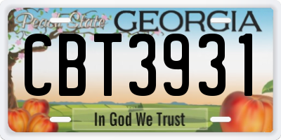 GA license plate CBT3931