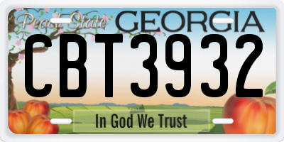 GA license plate CBT3932