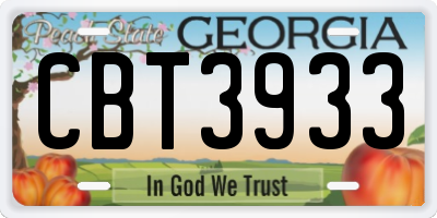 GA license plate CBT3933