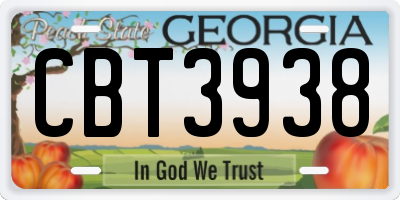 GA license plate CBT3938