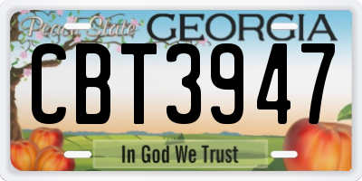 GA license plate CBT3947