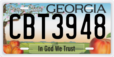 GA license plate CBT3948