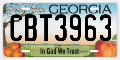 GA license plate CBT3963