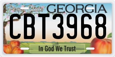 GA license plate CBT3968