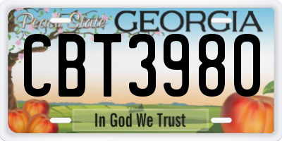 GA license plate CBT3980