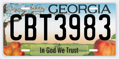 GA license plate CBT3983
