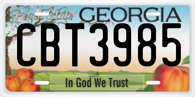 GA license plate CBT3985