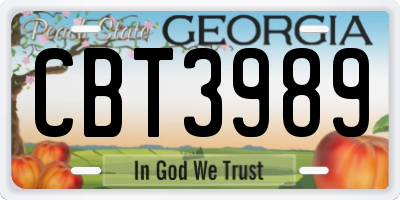 GA license plate CBT3989