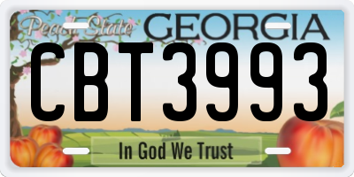 GA license plate CBT3993