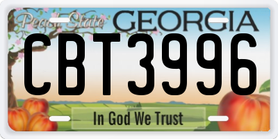 GA license plate CBT3996