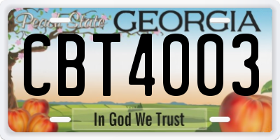 GA license plate CBT4003
