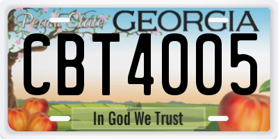GA license plate CBT4005
