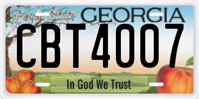 GA license plate CBT4007